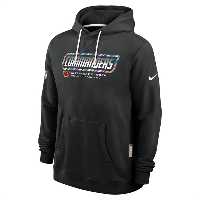 Men's Washington Commanders Black 2026 Crucial Catch Sideline Standard Issue Dri-FIT Pullover Hoodie